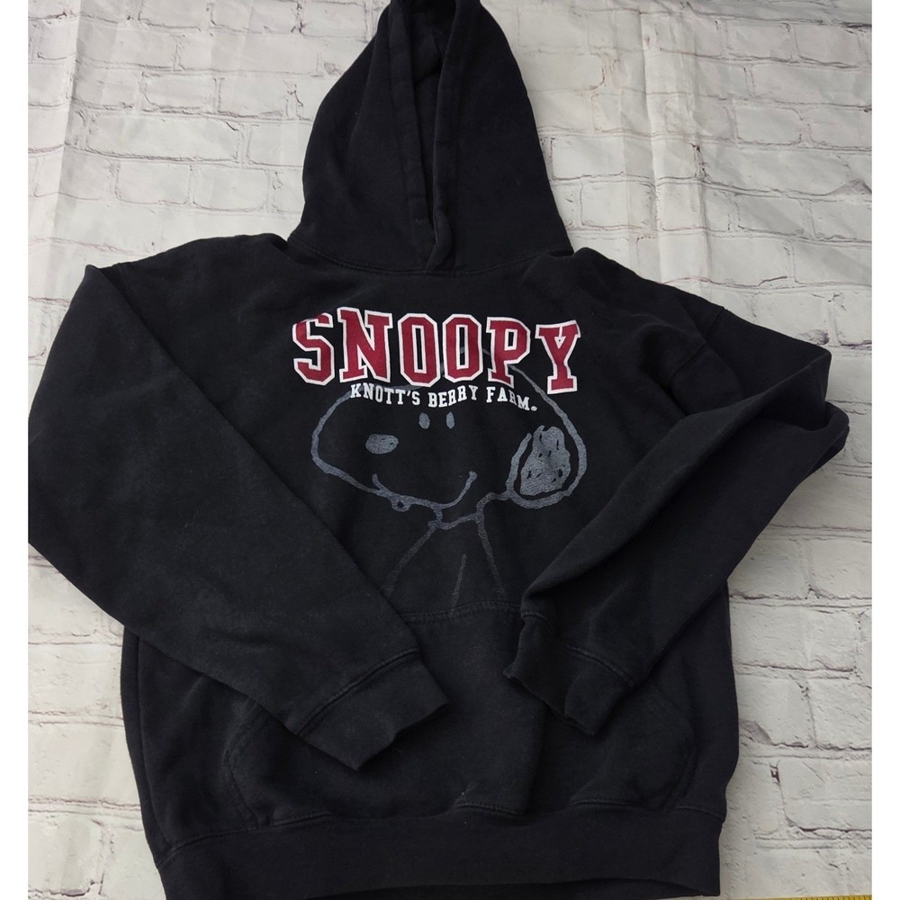 Knotts Berry Farm Snoopy Hoodie  Black Peanuts Graphic Sweatshirt Kids S- 14/16